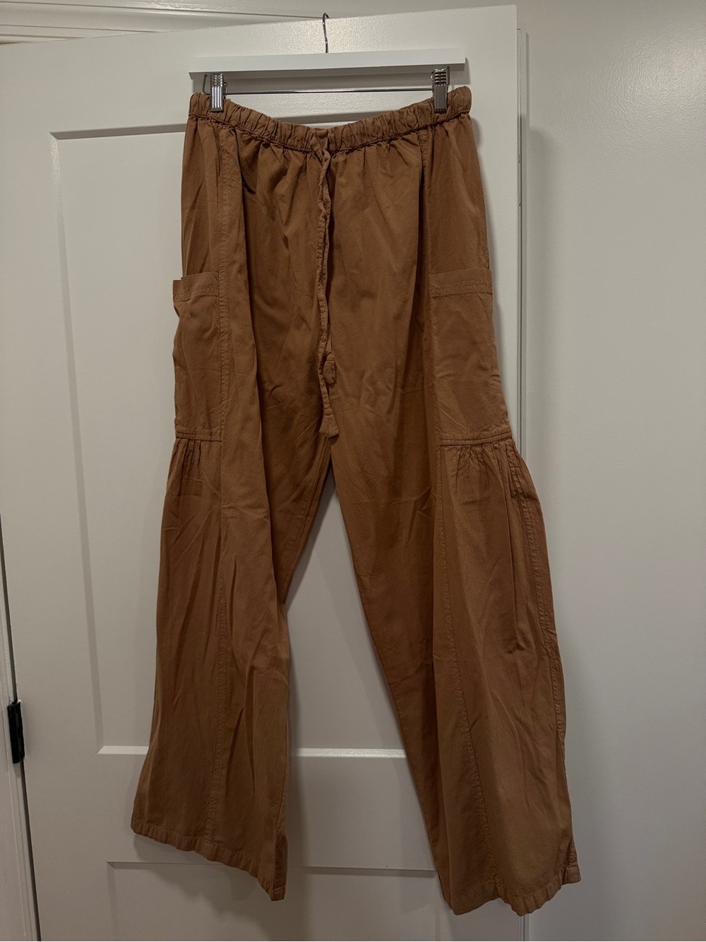 Women’s Tall Inseam 33 Casual Drawstring Cargo Pants - Brown, L/XL